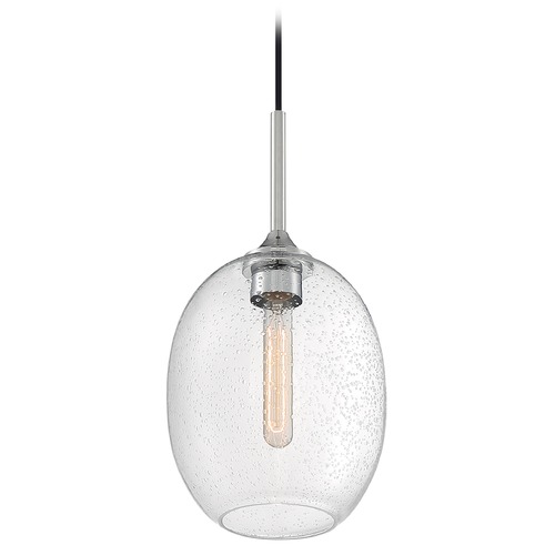 Aria Polished Nickel Pendant with Oval Shade by Satco Lighting