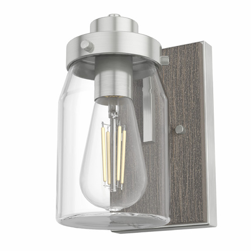 Hunter Fan Company Devon Park Brushed Nickel & Grey Wood Sconce