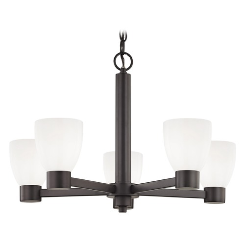 Opal White Glass Chandelier Bronze 5-Lt