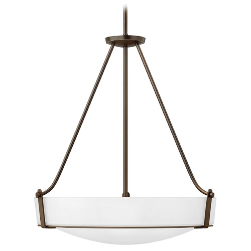 Hinkley Hinkley Hathaway Olde Bronze Pendant Light with Bowl / Dome Shade 3224OB-WH