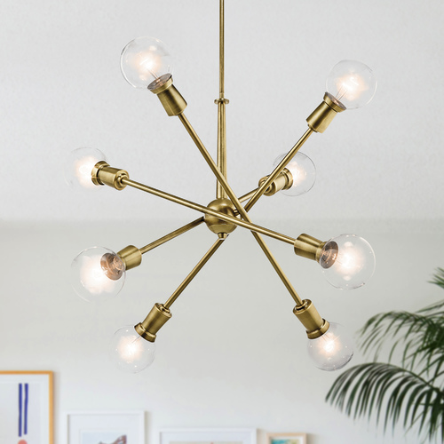 Armstrong 8-Light Adjustable Sputnik Chandelier in Natural Brass by Kichler Lighting