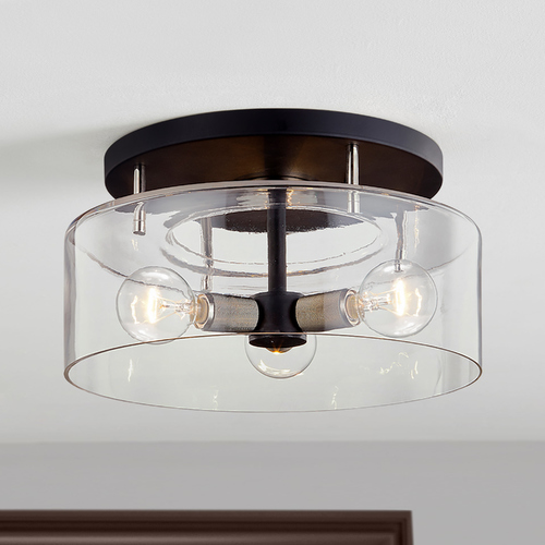 Bergamot Station 17-Inch Carbide Black & Polished Nickel Semi-Flush Mount by Troy Lighting