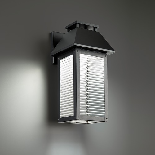 Faulkner 14-Inch LED Outdoor Light in Black with V-Groove Glass by WAC Lighting