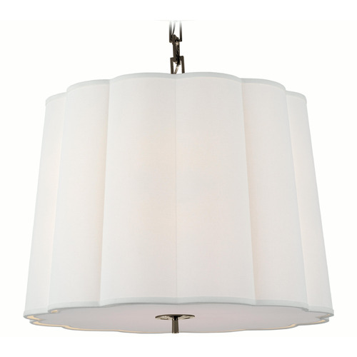 Visual Comfort Signature Collection Simple Scallop Bronze Pendant Light with Scalloped Shade