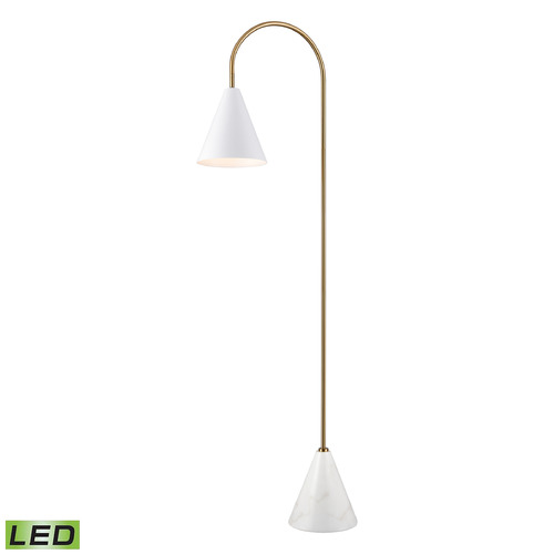 Elk Lighting Elk Lighting Tully Matte White & Aged Brass LED Floor Lamp with Conical Shade H0019-11063-LED
