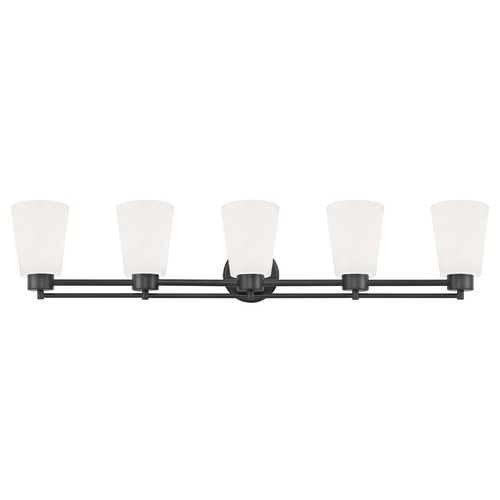 Modern Bathroom Light White Glass Black 5 Lt