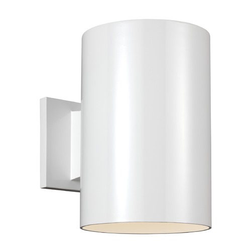 Cylindrical LED Outdoor Wall Light in White by Visual Comfort Studio