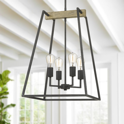 Brockton 4-Light Retro Grey Ash Chandelier by Quoizel Lighting