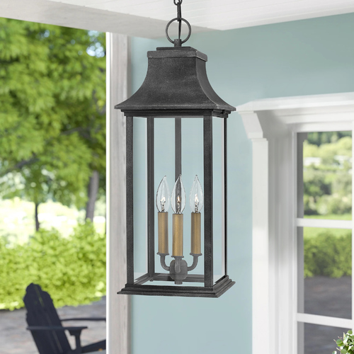 Adair Aged Zinc & Heritage Brass LED Outdoor Hanging Light 2700K by Hinkley Lighting