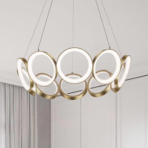 Oros Antique Brass LED Chandelier by Kuzco Lighting