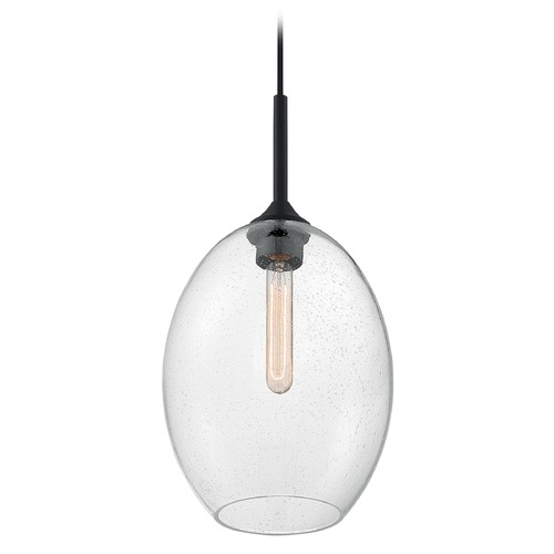 Aria Matte Black Pendant with Oval Shade by Satco Lighting