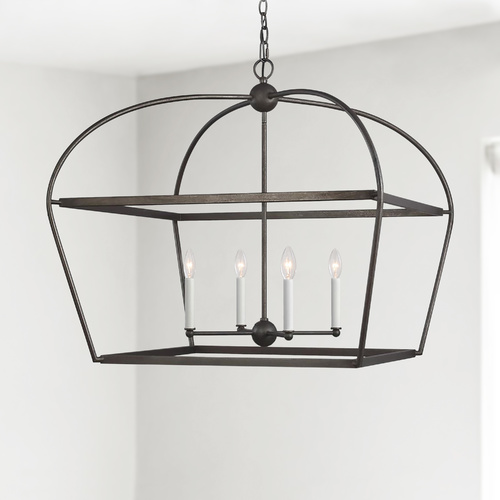 Visual Comfort Studio Collection Chapman & Meyers Stonington 29.63-Inch Smith Steel Open Frame Lantern by Visual Comfort Studio CC1114SMS