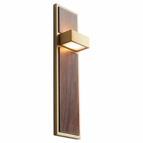 Guapo LED Wall Sconce in Aged Brass & Walnut by Oxygen Lighting