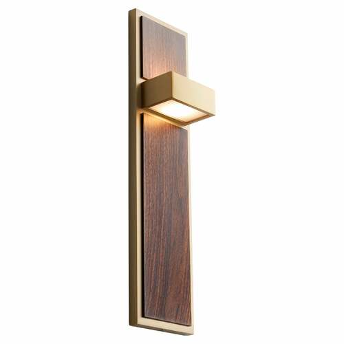 Oxygen Guapo LED Wall Sconce in Aged Brass & Walnut by Oxygen Lighting 3-401-40