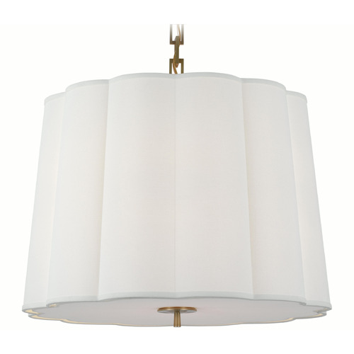 Visual Comfort Signature Collection Visual Comfort Signature Collection Simple Scallop Soft Brass Pendant Light with Scalloped Shade BBL5015SB-L