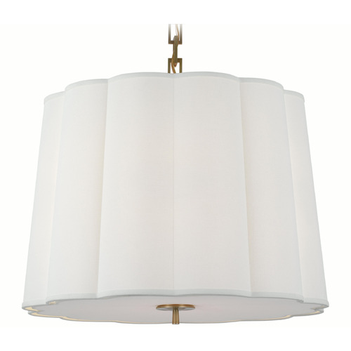 Visual Comfort Signature Collection Simple Scallop Soft Brass Pendant Light with Scalloped Shade