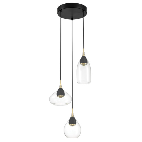 George Kovacs Lighting George Kovacs Arabesque Coal & Brushed Gold LED Multi-Light Pendant with Bowl / Dome Shade P5463-884-L