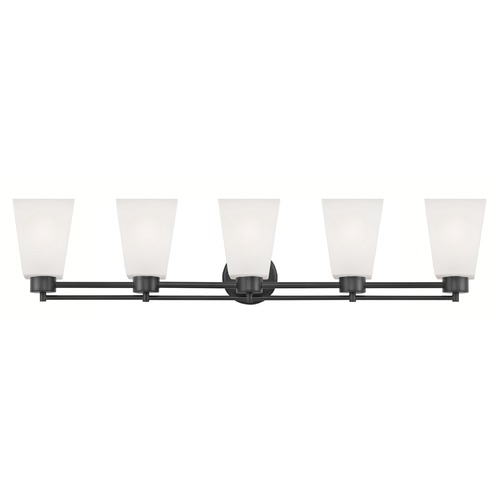 Modern Bathroom Light White Glass Black 5 Lt