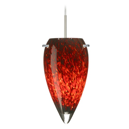 Besa Lighting Juli Satin Nickel LED Mini-Pendant Light with Teardrop Shade