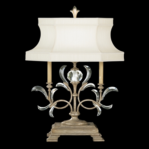 Fine Art Lamps Beveled Arcs Silver Leaf Table Lamp with Hexagon Shade