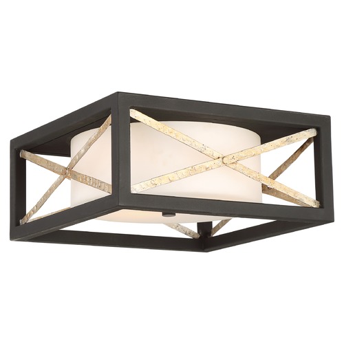 Boxer Matte Black & Antique Silver Flush Mount by Nuvo Lighting