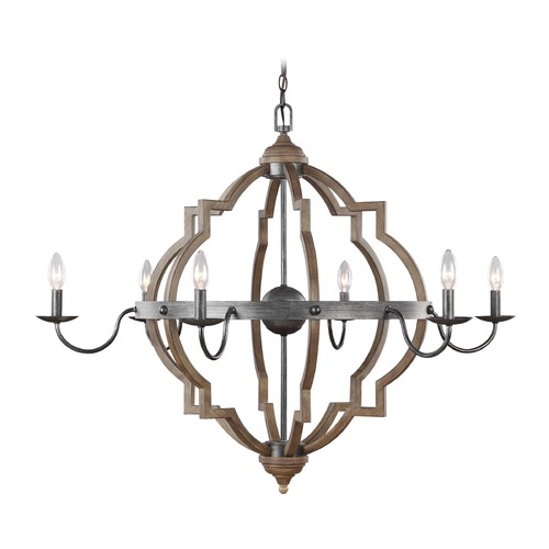 Socorro Stardust & Cerused Oak Chandelier by Generation Lighting