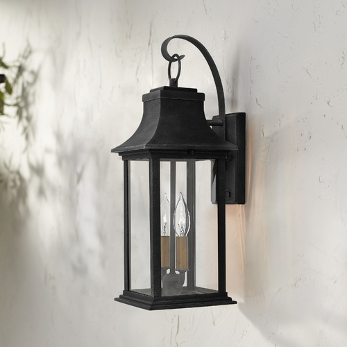 Azalea Dark Grey Uplighter 6Sided Lantern Outdoor Wall light Weather Proof/Rain 