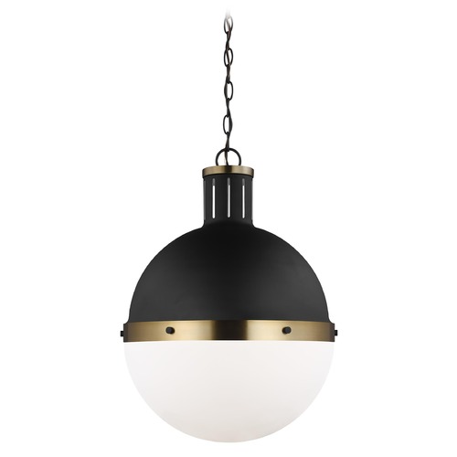 Visual Comfort Studio Hanks Midnight Black / Satin Brass LED Pendant Light with Bowl / Dome Shade
