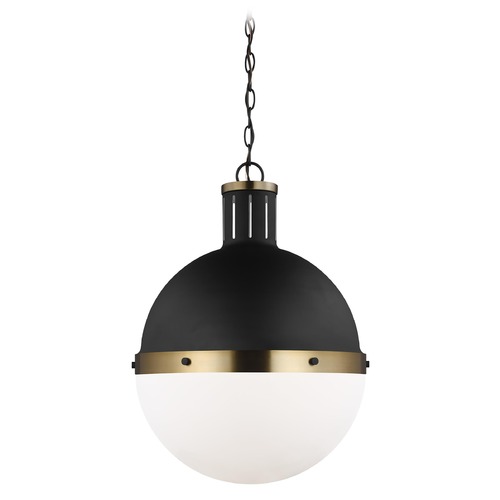 Visual Comfort Studio Collection Visual Comfort Studio Hanks Midnight Black / Satin Brass LED Pendant Light with Bowl / Dome Shade 6677101EN3-112