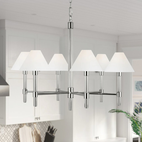 Visual Comfort Studio Collection Lauren Ralph Lauren Robert Polished Nickel & Clear Acrylic Chandelier by Visual Comfort Studio LC1076PN