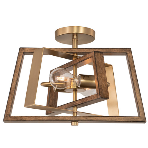 Vaxcel Lighting Dunning Natural Brass & Burnished Chestnut Semi-Flushmount Light