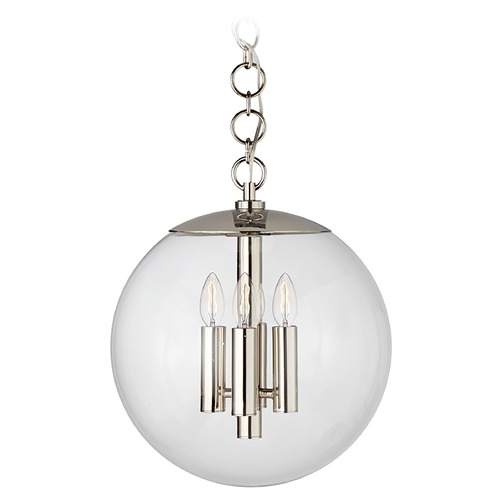 Aerin Turenne Globe Pendant in Polished Nickel by Visual Comfort Signature