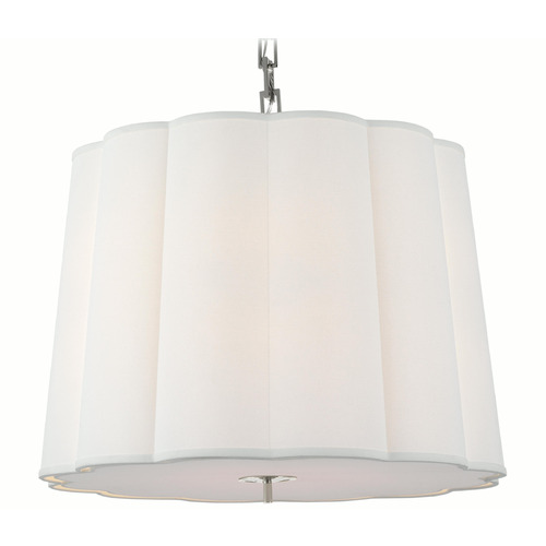 Visual Comfort Signature Collection Simple Scallop Soft Silver Pendant Light with Scalloped Shade