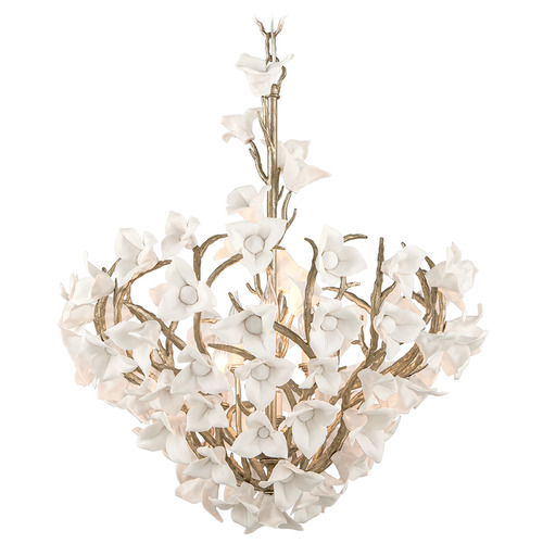 Corbett Lighting Lily Enchanted Silver Leaf Chandelier