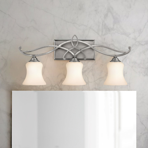 Hinkley Bathroom Light with White Glass in Antique Nickel Finish 5003AN