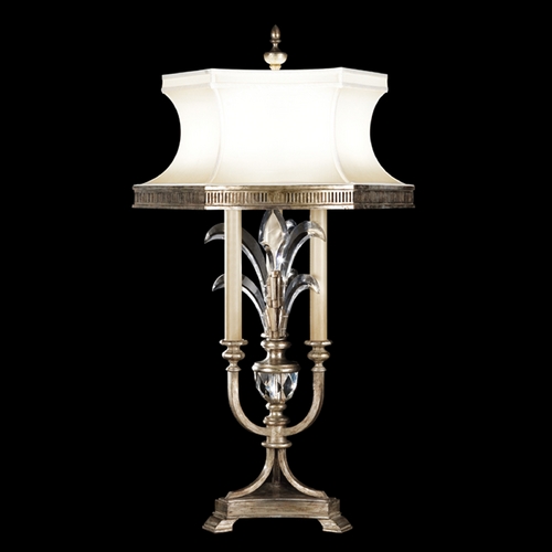 Fine Art Lamps Beveled Arcs Silver Leaf Table Lamp with Hexagon Shade