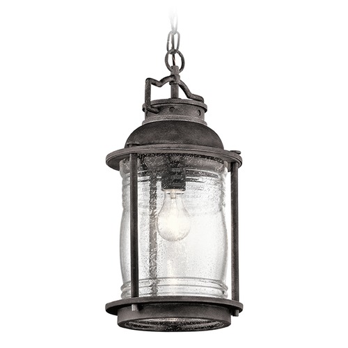 Ashland Bay 17.75-Inch Outdoor Hanging Light in Weathered Zinc by Kichler Lighting