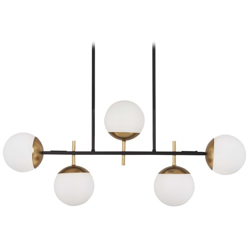 George Kovacs Lighting Alluria 5-Light Linear Chandelier in Weathered Black & Autumn Gold by George Kovacs P1355-618
