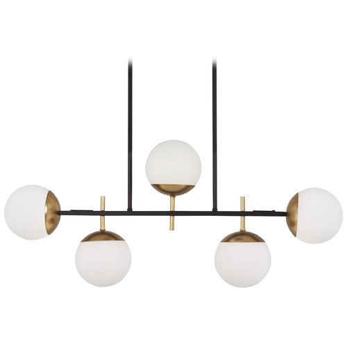 Alluria 5-Light Linear Chandelier in Weathered Black & Autumn Gold by George Kovacs