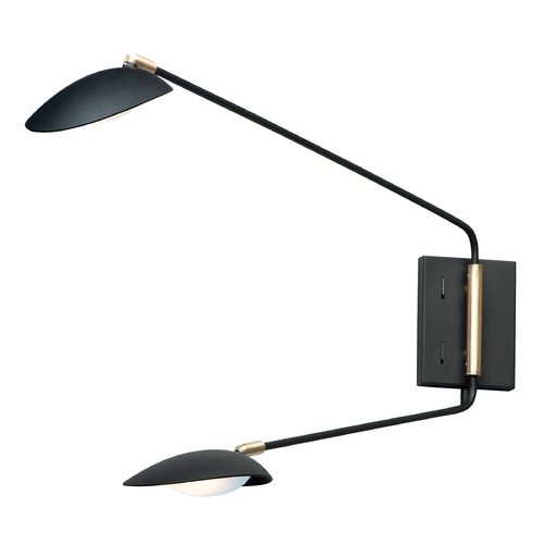 Scan Black & Satin Brass LED Convertible Wall Lamp by Maxim Lighting