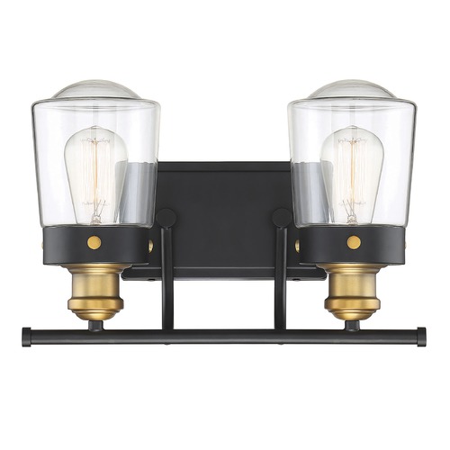 Savoy House Lighting Macauley Vintage Black with Warm Brass Bathroom Light