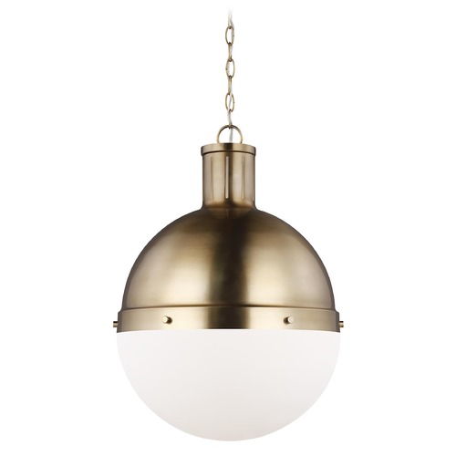 Visual Comfort Studio Collection Visual Comfort Studio Hanks Satin Brass LED Pendant Light with Bowl / Dome Shade 6677101EN3-848