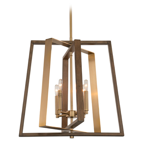 Vaxcel Lighting Dunning Natural Brass & Burnished Chestnut Pendant Light