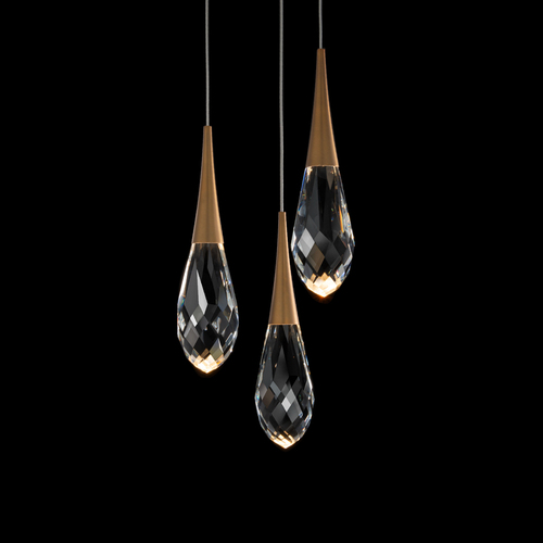 Hibiscus 3-Light LED Crystal Pendant in Aged Brass by Schonbek Beyond