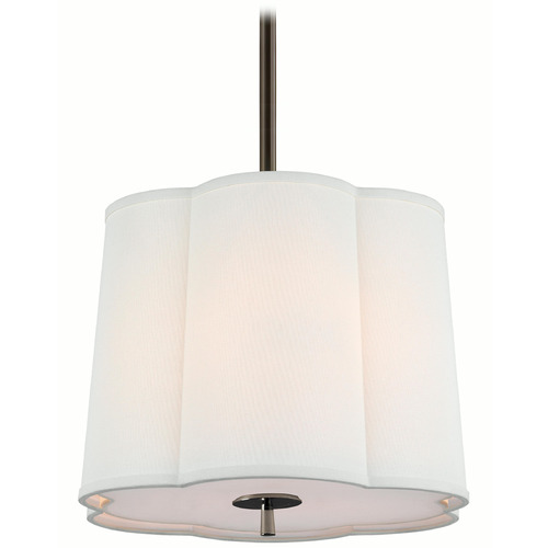 Visual Comfort Signature Collection Simple Scallop Bronze Pendant Light with Scalloped Shade