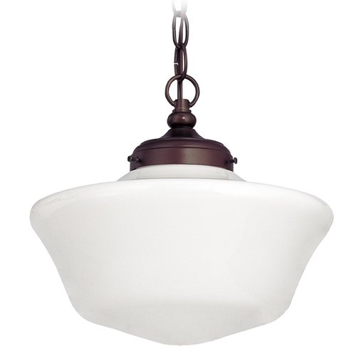 12-Inch Bronze Schoolhouse Pendant Light with Chain