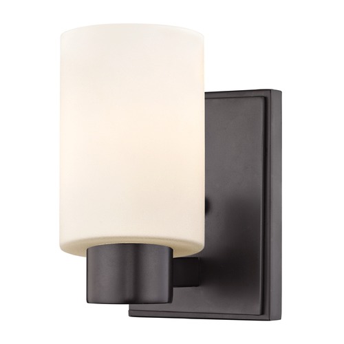 Shiny Opal White Glass Sconce Bronze