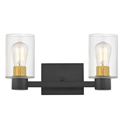 Design Classics Lighting Vashon 2-Light Bath Light in Matte Black & Brass by Design Classics 2102-07 SB GL1040C