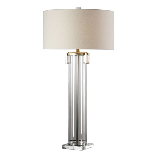 Uttermost Lighting The Uttermost Company Monette Clear & Light Champagne-Nickel Table Lamp with Drum Shade 27731