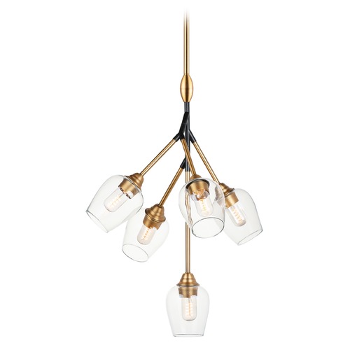 Savvy Antique Brass & Black Chandelier by Maxim Lighting
